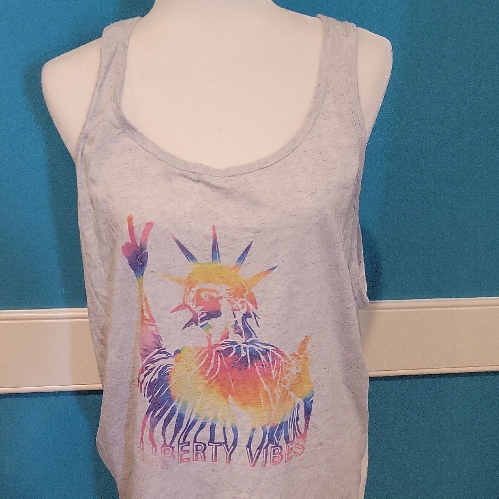 Bella Canvas Liberty Vibes Graphic Tank - Light Gray NWOT
